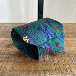 Vintage John Henry Atlanta Olympic 1996 Green Silk Tie Mens 56” Long 4” Wide